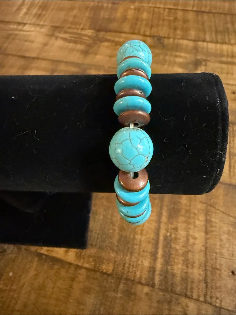 paparazzi Turquoise and Brown Bead Stretch Bracelet